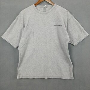 Old Navy T-Shirt Mens XS Light Gray Logo Fine Waffle Knit Cotton Collarless‎